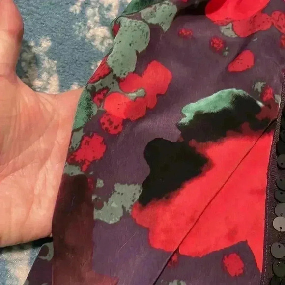 Vera Wang abstract sequin mesh hi-low pocket dress XS - Picture 9 of 10